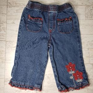 💥2/$15💥 b.t. kids Embroidered Jeans Red Flowers